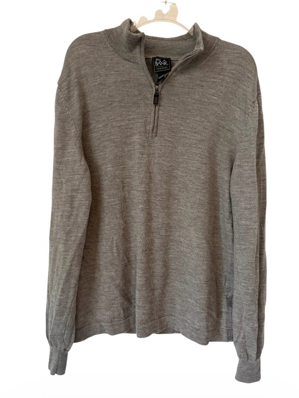 Jos. A Bank Traveler 1/4 Zip Sweater Merino Wool Mens Gray XXL
